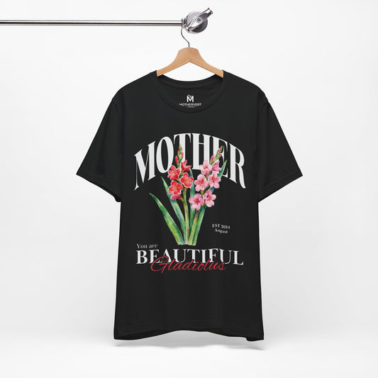 Mother Birth Flower Tee – Personalizable Gladiolus Design (August)