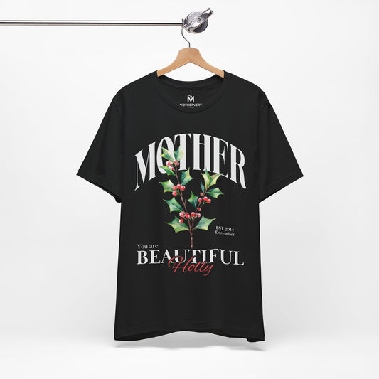 Mother Birth Flower Tee – Personalizable Holly Design (December)