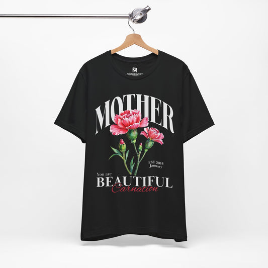 Mother Birth Flower Tee – Personalizable Carnation Design